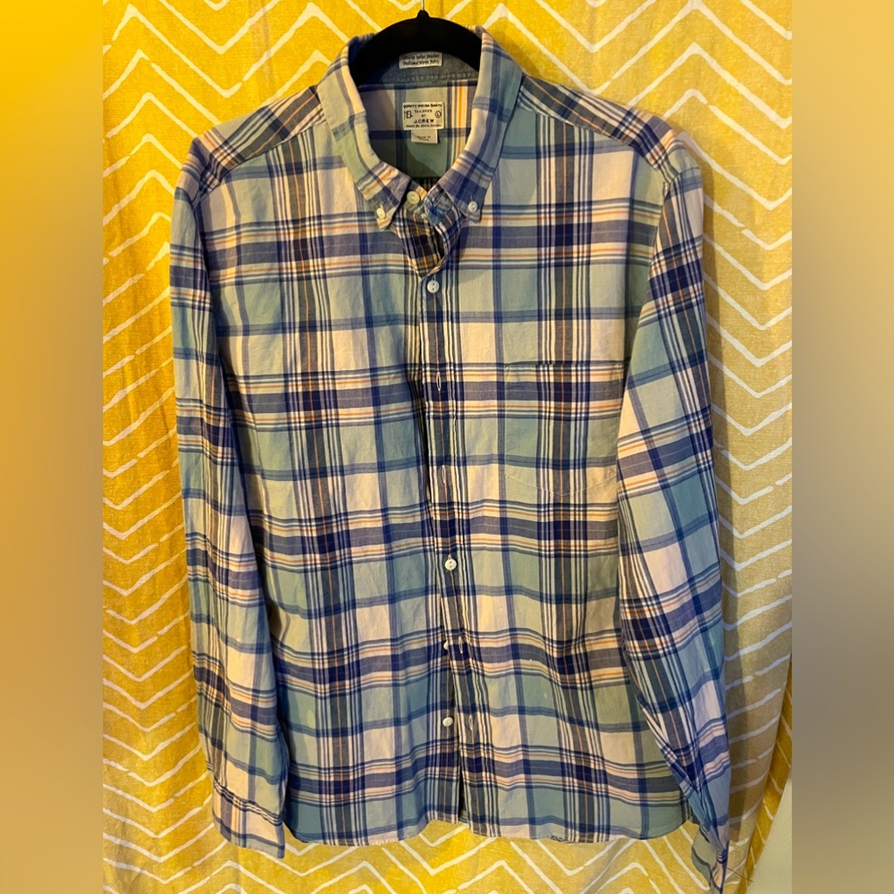 J. Crew Long Sleeve Madras Button Down Large